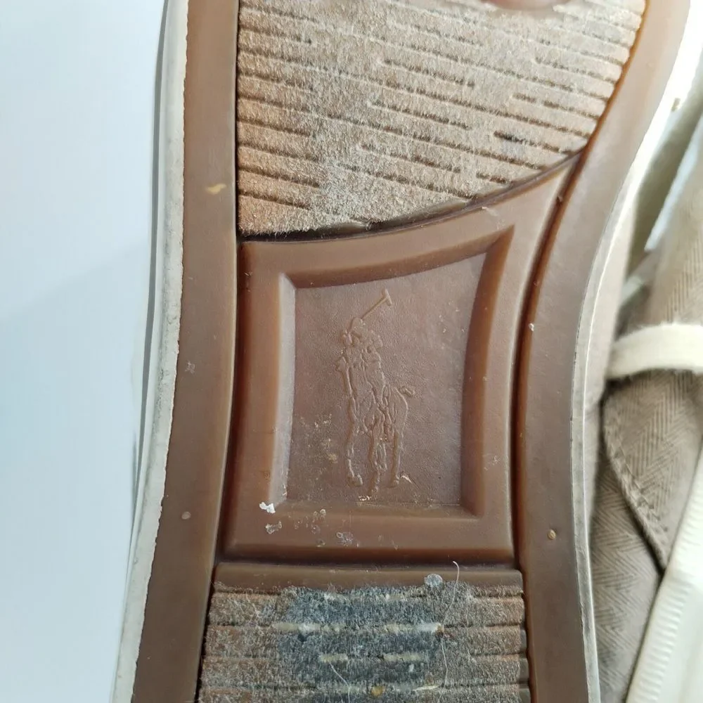 POLO‎ Ralph Lauren Men's 9D Brown Herringbone Vaughn Sneaker Shoes